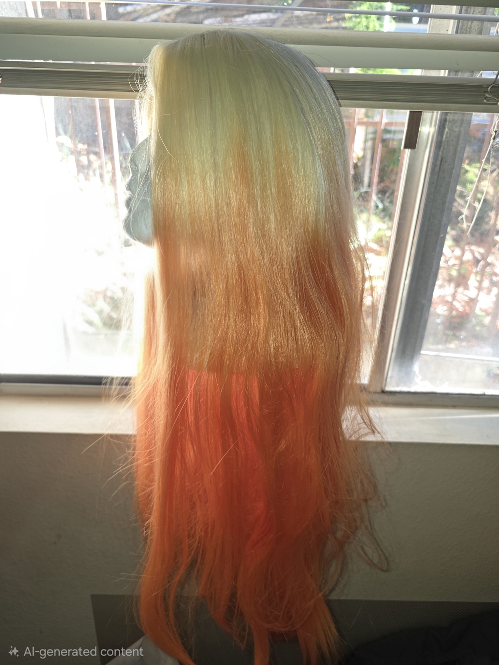 Blonde to Vibrant Orange Ombre Straight Wig - 32 In Women Hair - Picture 3 of 7